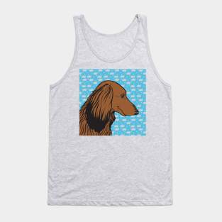 Longhaired Dachshund Quilt square Tank Top